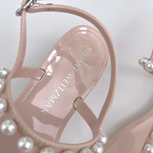 Stuart Weitzman Goldie Pearly Stud Jelly Sandals Pearl embellished 10 - Picture 6 of 8